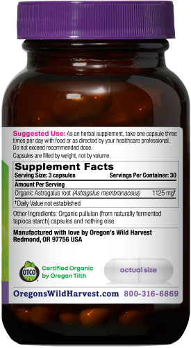 Oregon's Wild Harvest Astragalus 90 Organic Vegan Capsules