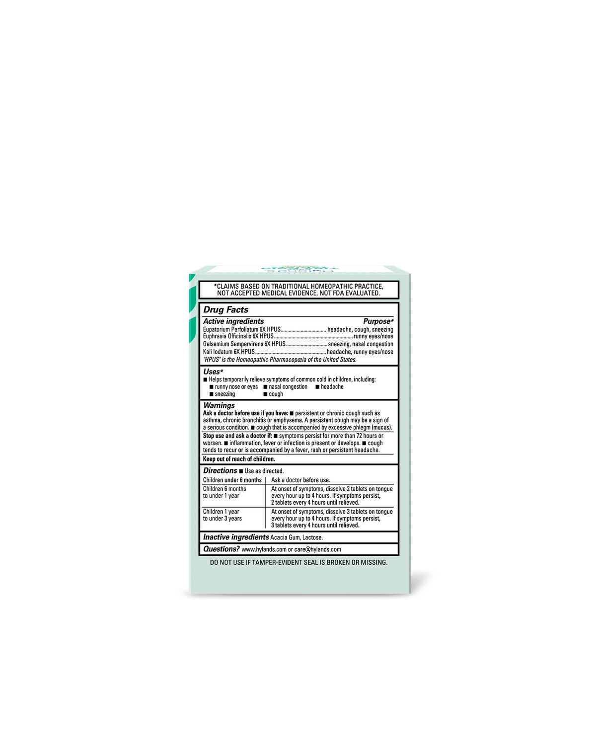 Hyland's Baby Tiny Cold — 125 Tablets — manufacturer label