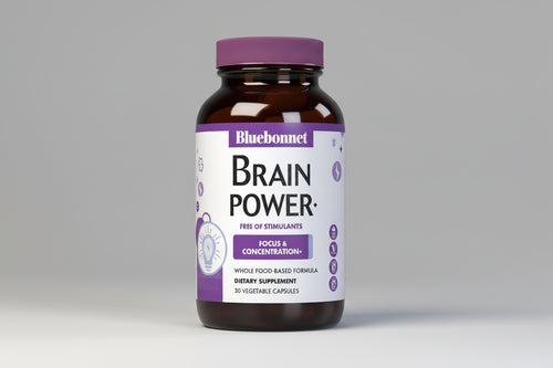 Bluebonnet Brain Power dietary supplement bottle on a white background