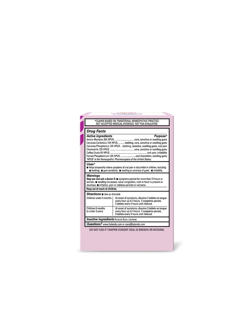 Hyland's Baby Oral Pain Relief — 125 Tablets — manufacturer label