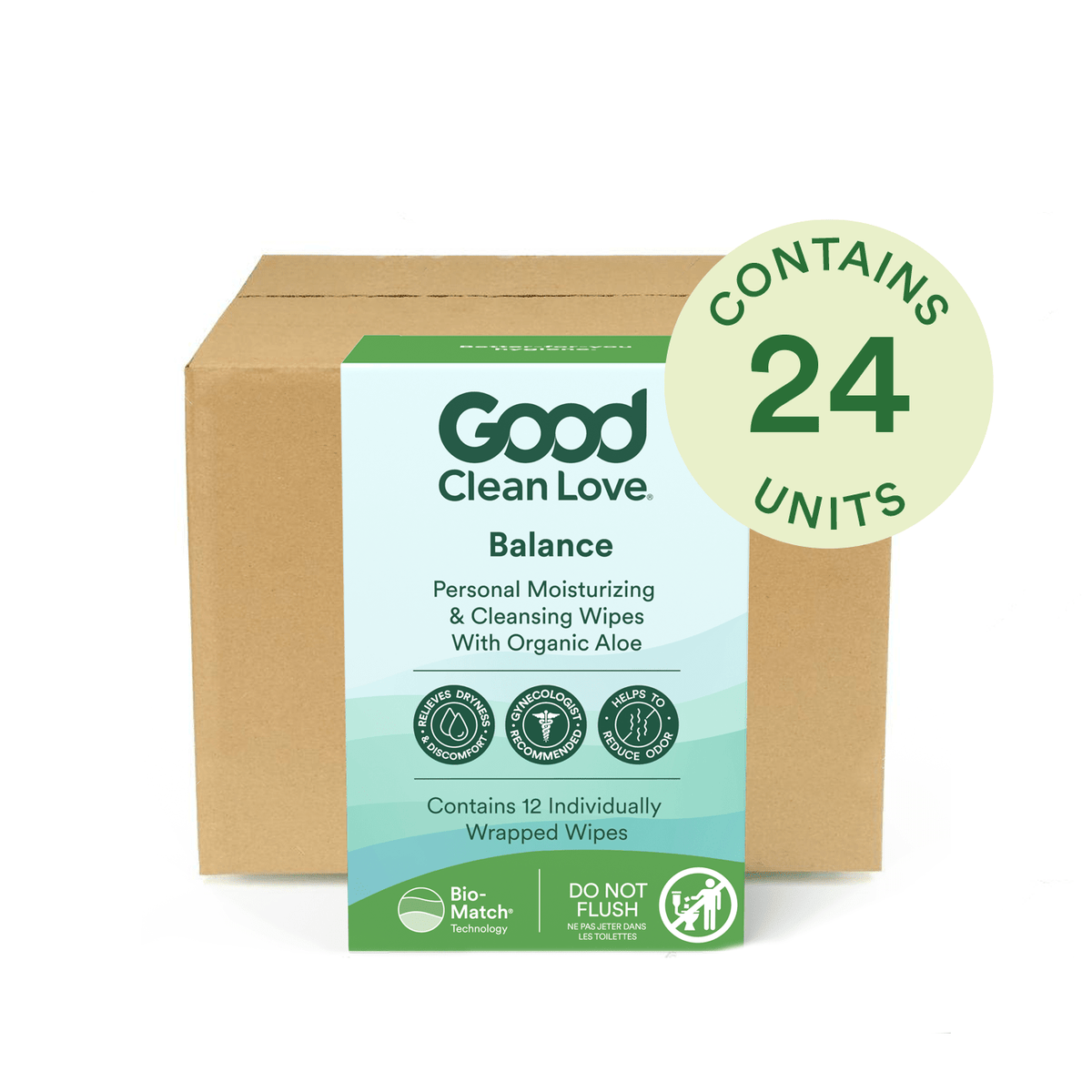 Good Clean Love Balance pH-Balanced Wipes — 12 Individually Wrapped Wipes