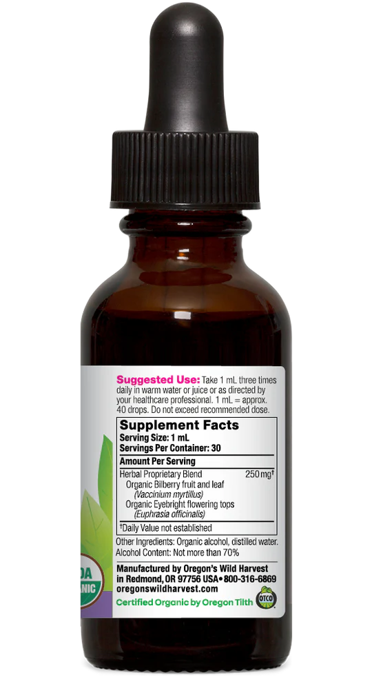 Oregon's Wild Harvest Bilberry Eyebright Organic Extract 1 oz