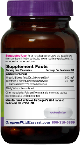 Oregon's Wild Harvest Bilberry 60 Vegan Capsules