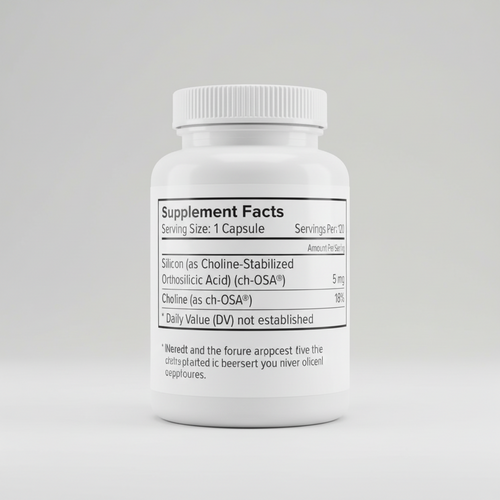 Supplement facts label with ch-OSA and Choline on a white background