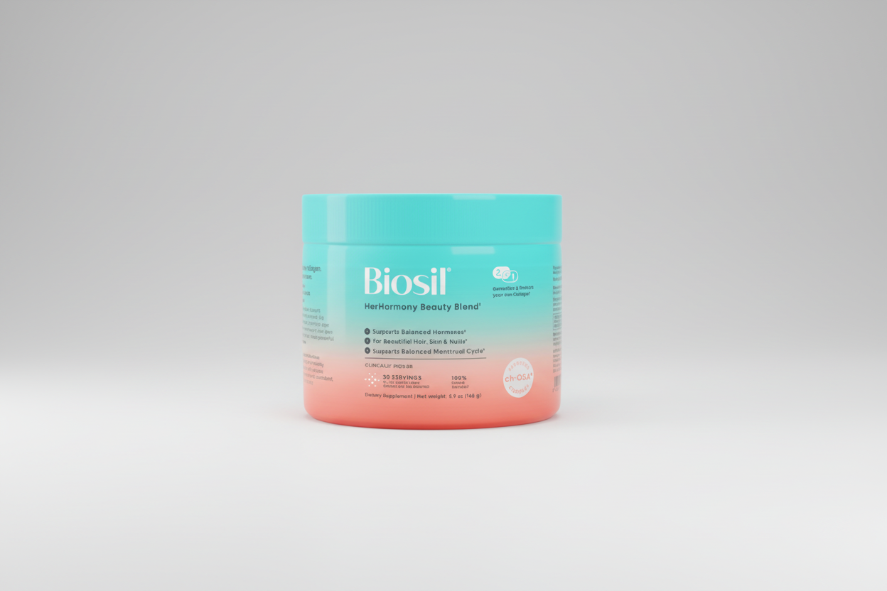 Biosil jar with gradient design on a white background