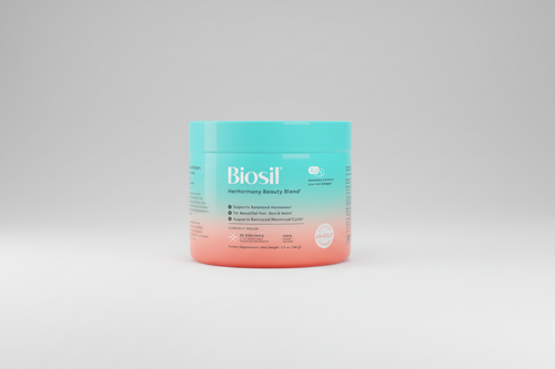 Biosil jar with gradient design on a white background