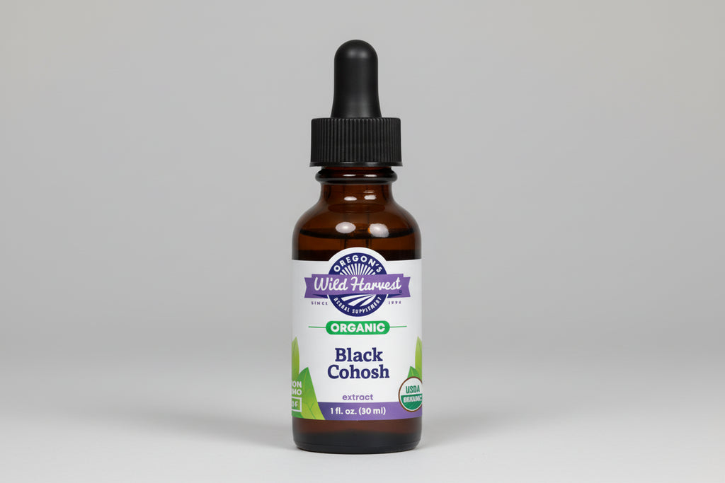 Bottle of Oregon's Wild Harvest Black Cohosh extract on a white background