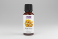 Bottle of NOW Essential Oils Blue Tansy oil blend on a white background