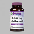 Supplement bottle labeled 'C-500 mg & Bioflavonoids' by Bluebonnet on a white background