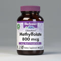 Bluebonnet Methylfolate 800 mcg dietary supplement bottle on a white background