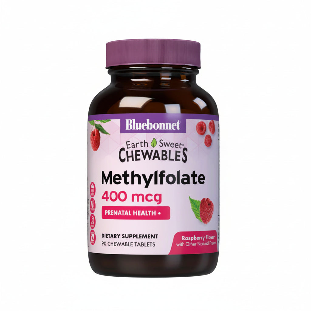 Bluebonnet Methylfolate supplement bottle on a white background
