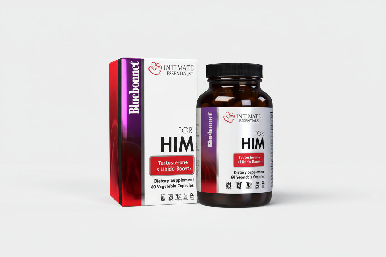 Intimate Essentials dietary supplement for men on a white background