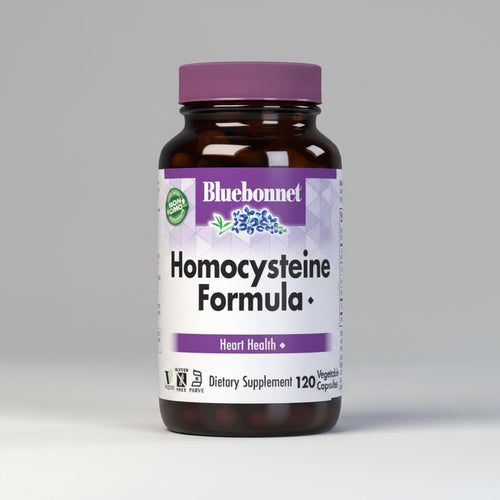 Bluebonnet Homocysteine Formula dietary supplement bottle on a white background