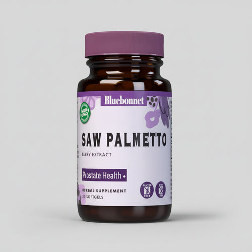 Bluebonnet Saw Palmetto supplement bottle on a white background