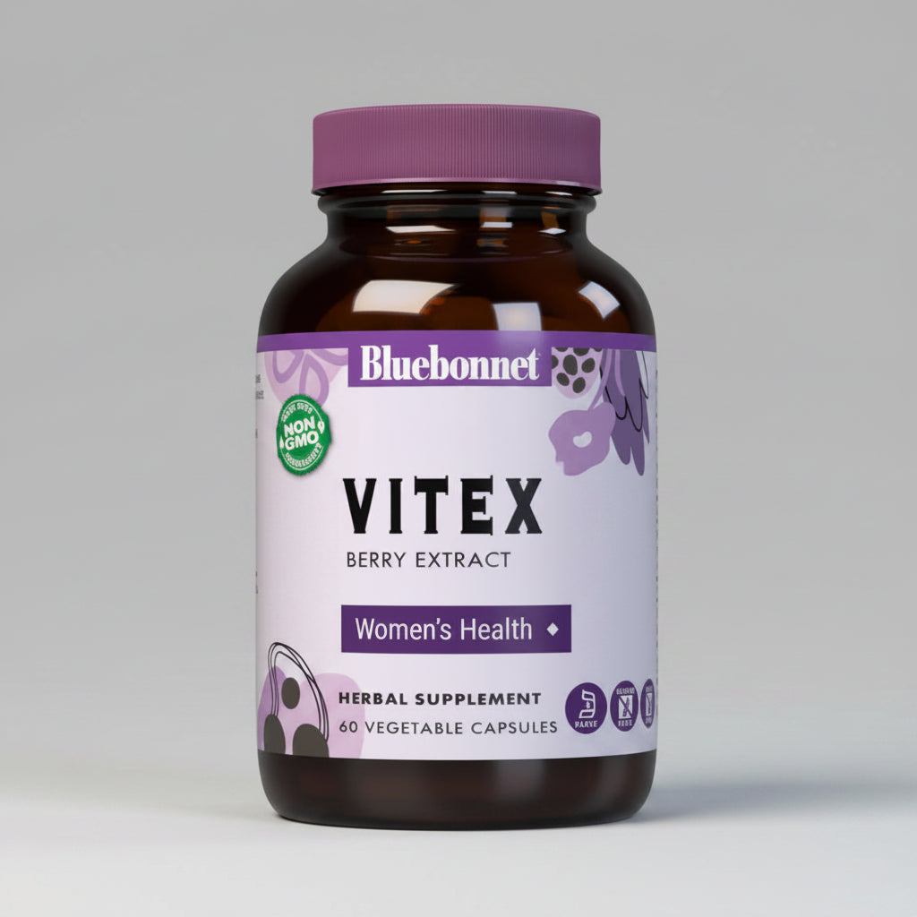 Bluebonnet Vitex Berry Extract supplement bottle on a white background