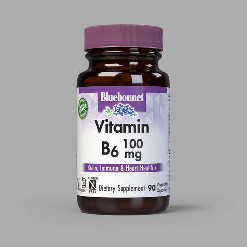 Bluebonnet Vitamin B6 supplement bottle on a white background