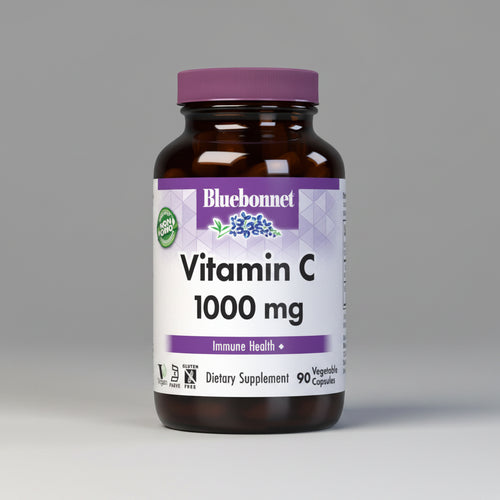 Bluebonnet Vitamin C 1000 mg supplement bottle on a white background