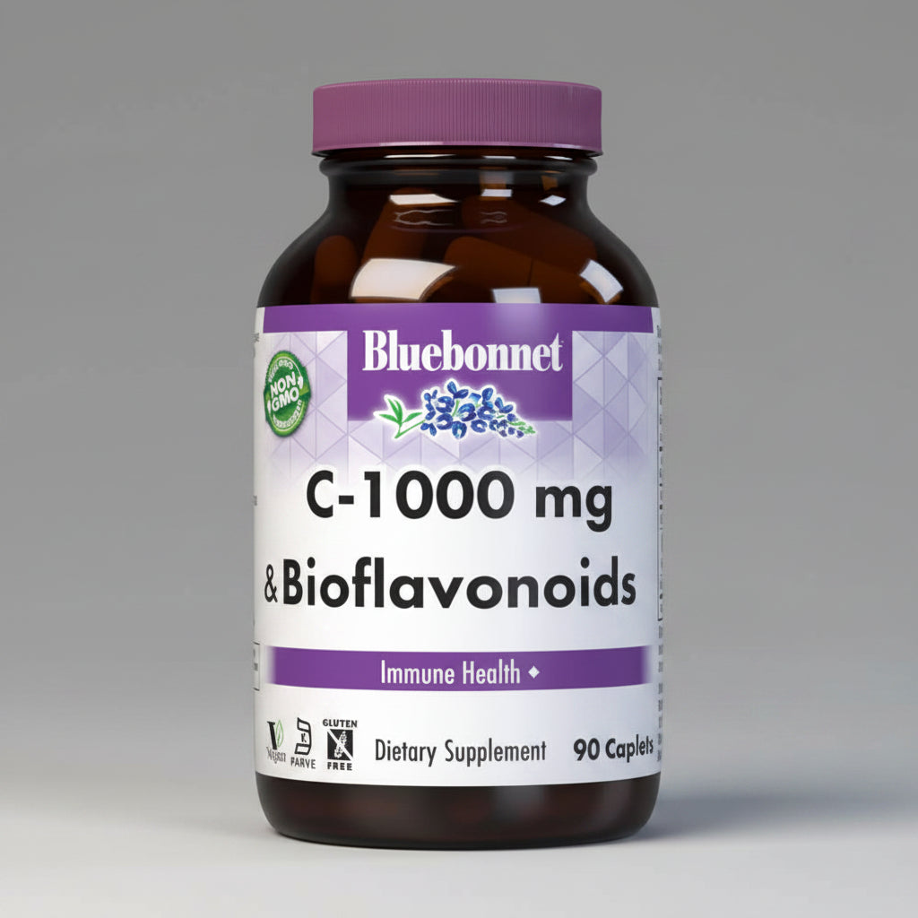 Bluebonnet C-1000 mg & Bioflavonoids dietary supplement bottle on a white background