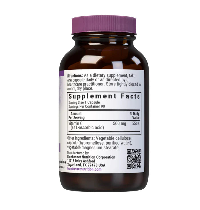 Supplement bottle with purple cap and label on a white background