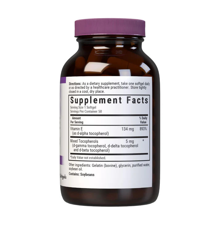 Supplement bottle with purple cap and label on a white background