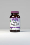 Bluebonnet Alpha Lipoic Acid 300 mg dietary supplement bottle on a white background