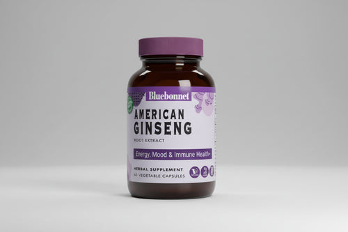 Bluebonnet American Ginseng supplement bottle on a white background