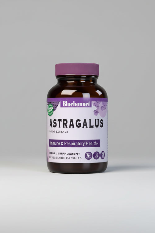 Bluebonnet Astragalus supplement bottle on a white background