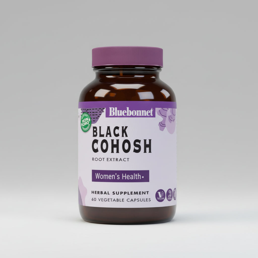 Bluebonnet Black Cohosh supplement bottle on a white background