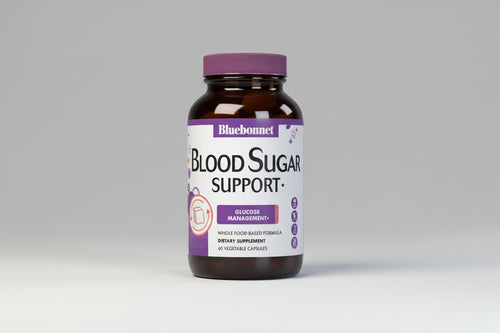 Bluebonnet Blood Sugar Support supplement bottle on a white background