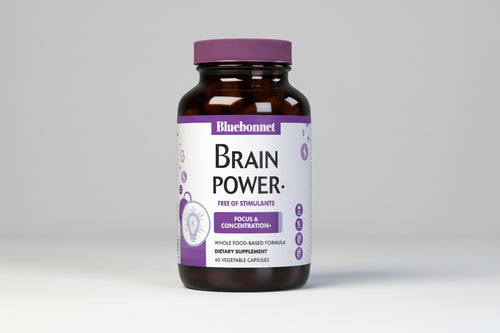 Bluebonnet Brain Power dietary supplement bottle on a white background