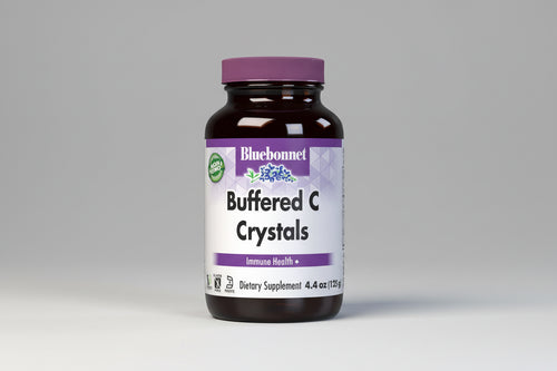 Bluebonnet Buffered C Crystals dietary supplement bottle on a white background