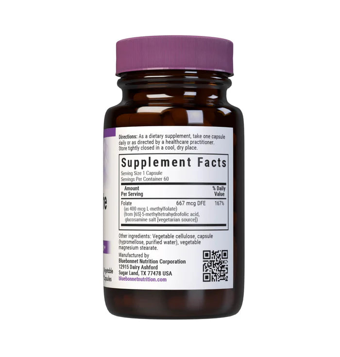 Bluebonnet Vitamins Cellular Active Methylfolate 400 mcg (Quatrefolic) - 60 Vcaps