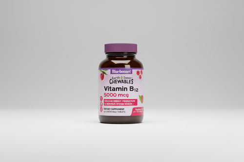 Bluebonnet Vitamin B12 chewable supplement bottle on a white background