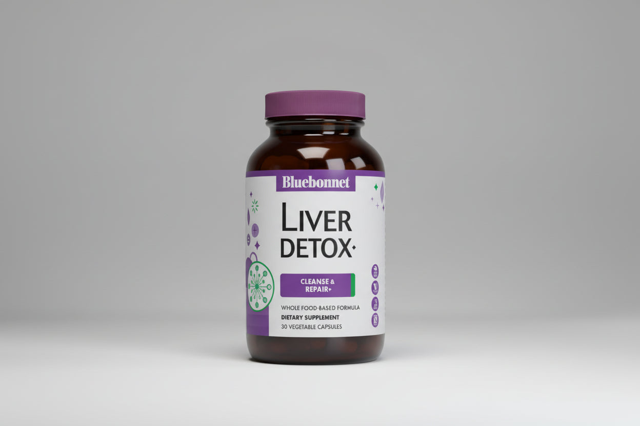 Bluebonnet Liver Detox supplement bottle on a white background