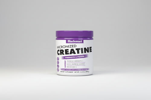 Bluebonnet Micronized Creatine supplement container on a white background