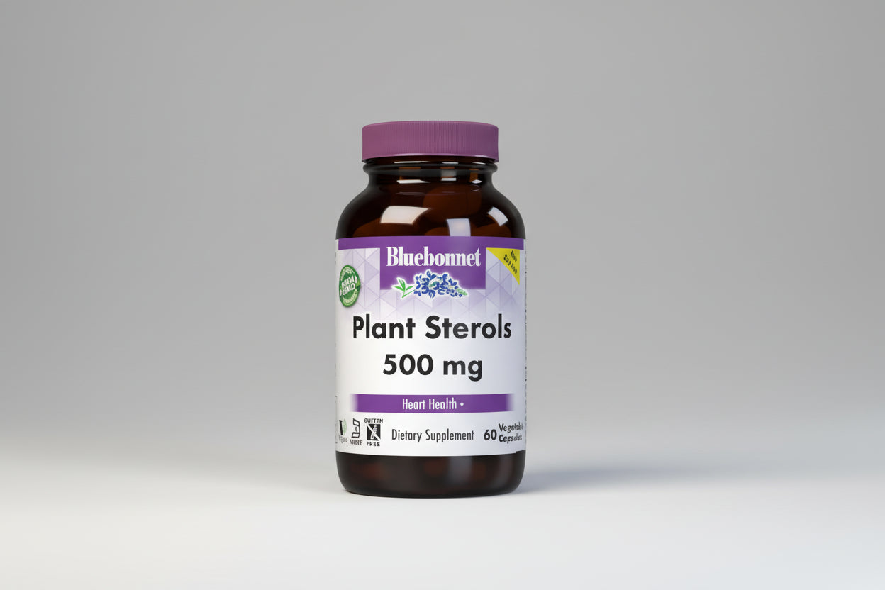 Bluebonnet Plant Sterols 500 mg dietary supplement bottle on a white background