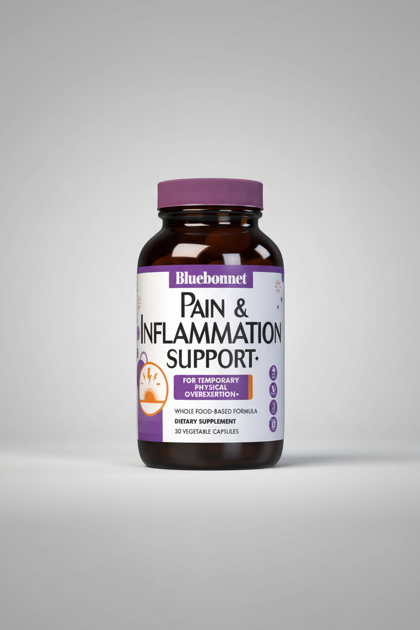 Bluebonnet Pain & Inflammation Support supplement bottle on a white background