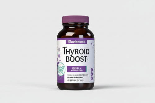 Bluebonnet Thyroid Boost supplement bottle on a white background