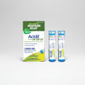 Acidil on the Go homeopathic medicine packaging with two portable tubes on a white background