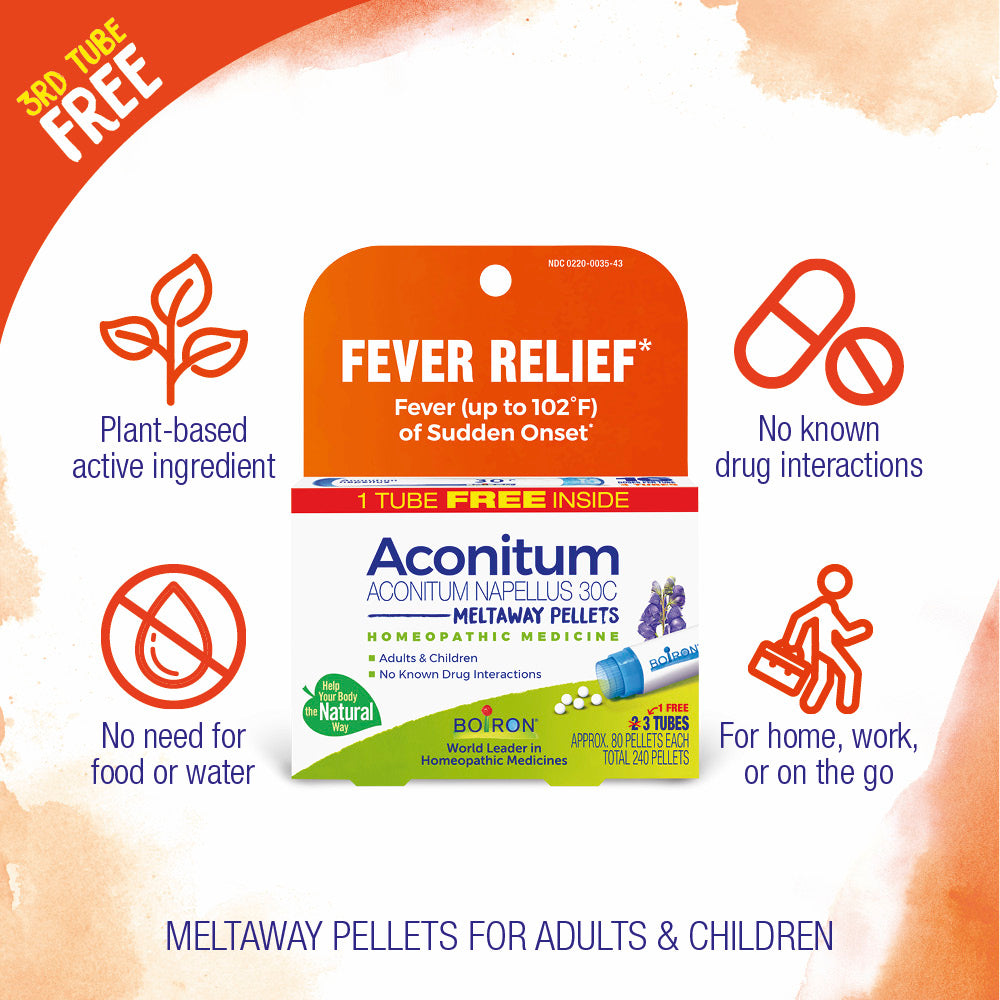 Boiron Aconitum napellus 30C Bonus Pack 3‑tube package