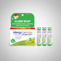 Boiron AllergyCalm Kids allergy relief product packaging with three tubes on a white background