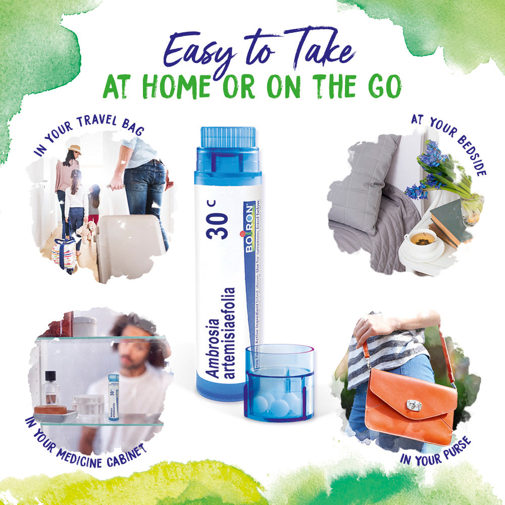 Promotional graphic for a product with text 'Easy to Take' and images of people using the product in various settings.