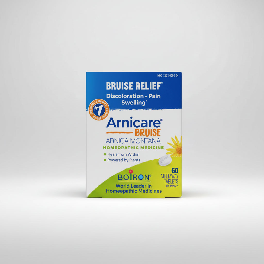 Arnicare Bruise relief packaging with Boiron logo on a white background