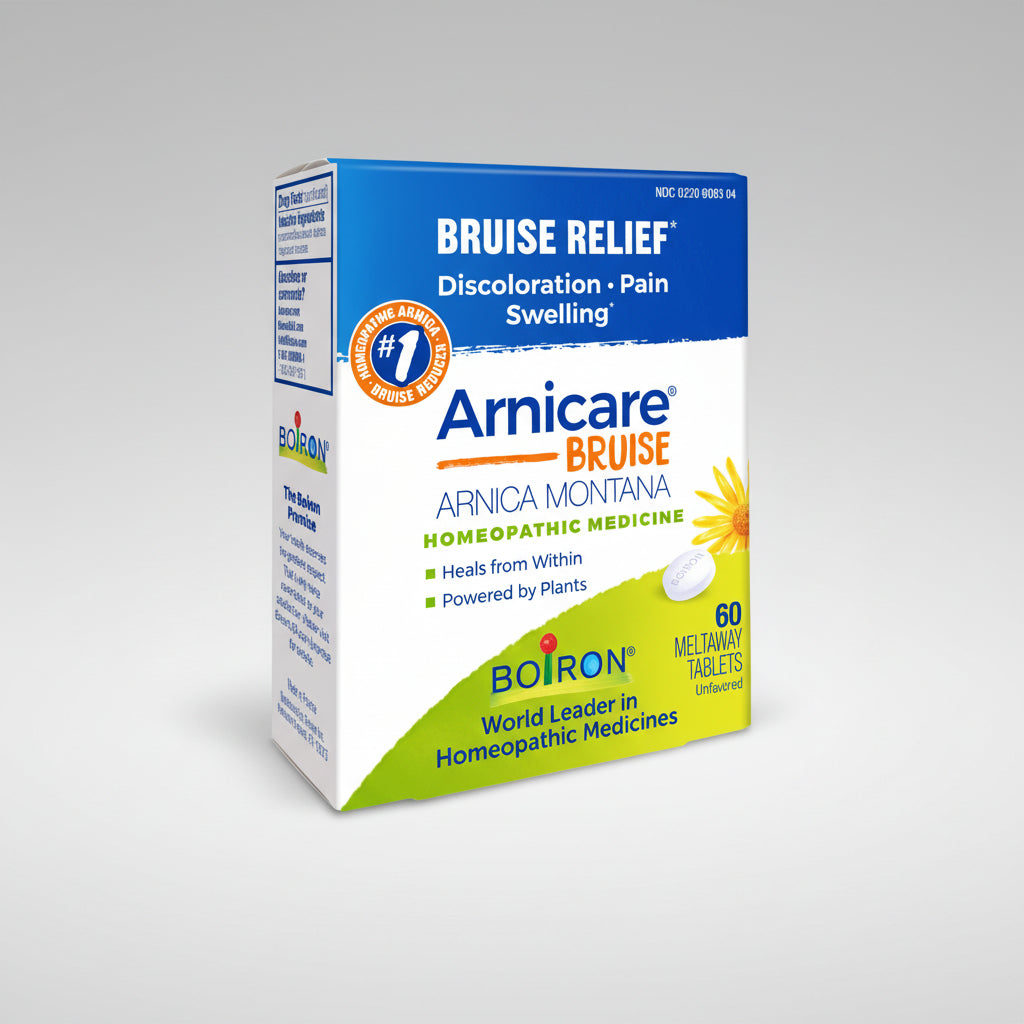 Box of Arnicare Bruise Relief tablets on a white background