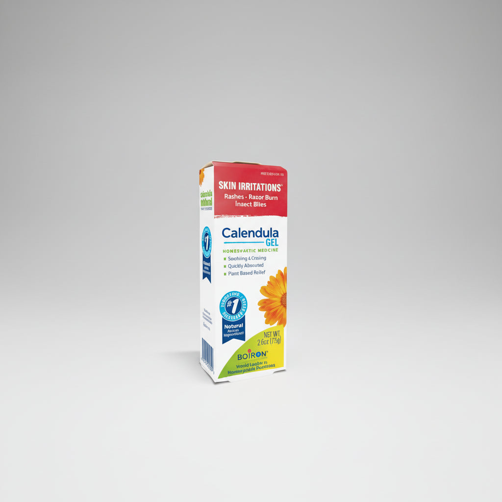 Box of Calendula Gel for skin irritations on a white background