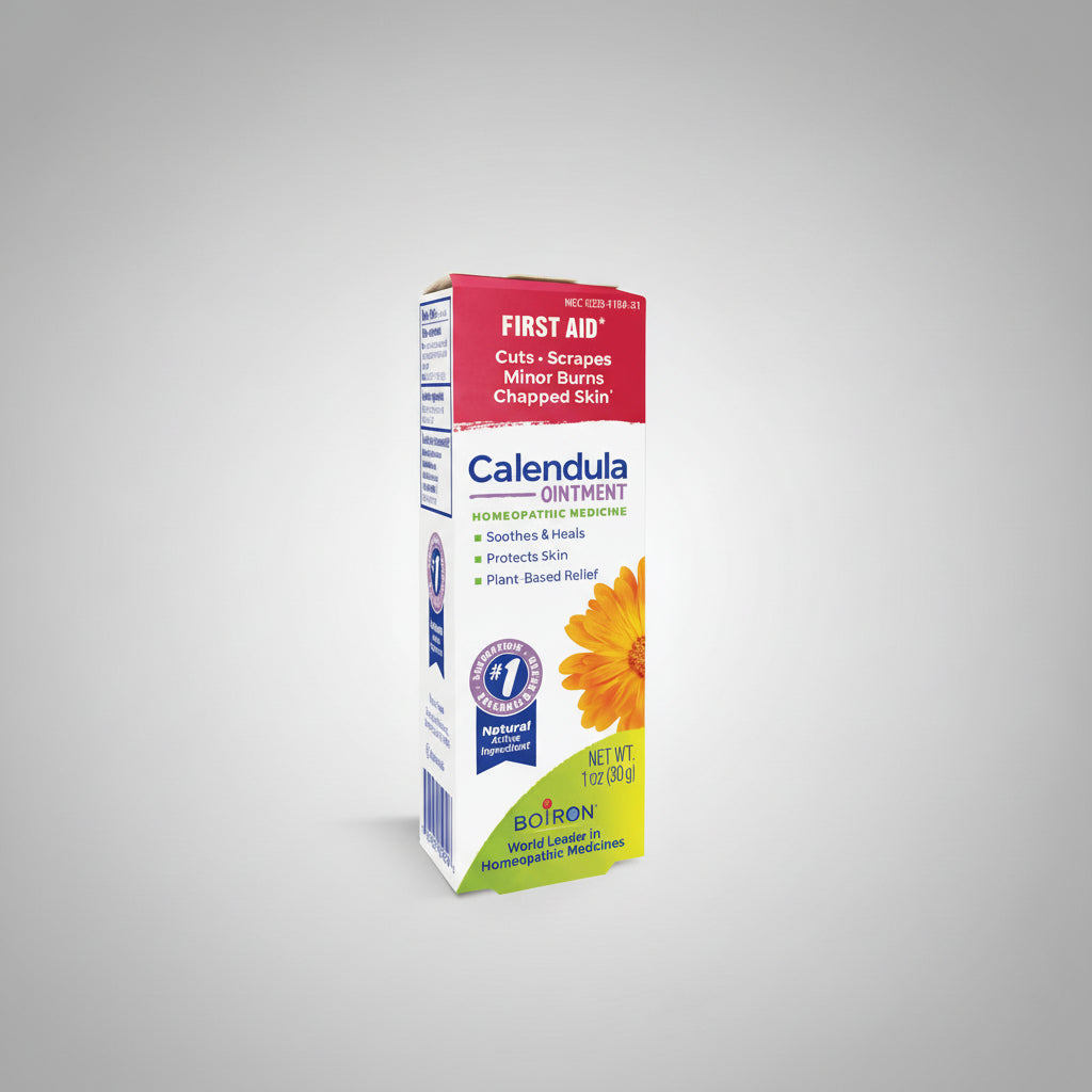 Box of Boiron Calendula Ointment on a white background