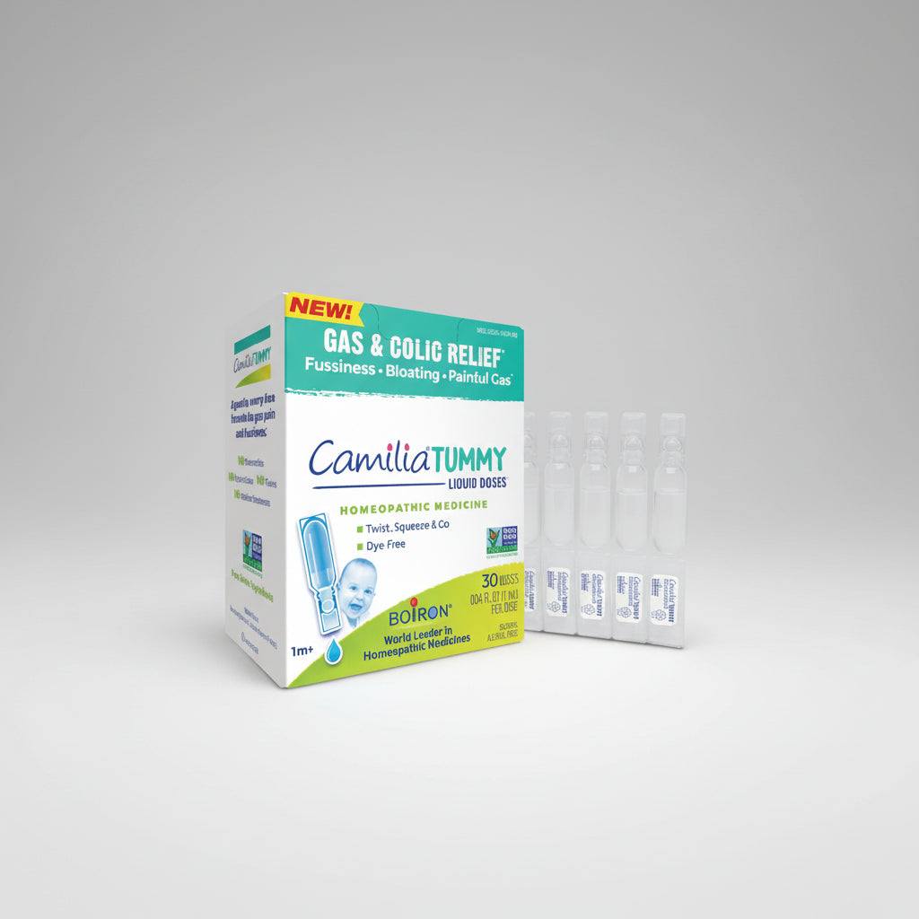 Camilia Tummy liquid drops packaging for gas and colic relief on a white background
