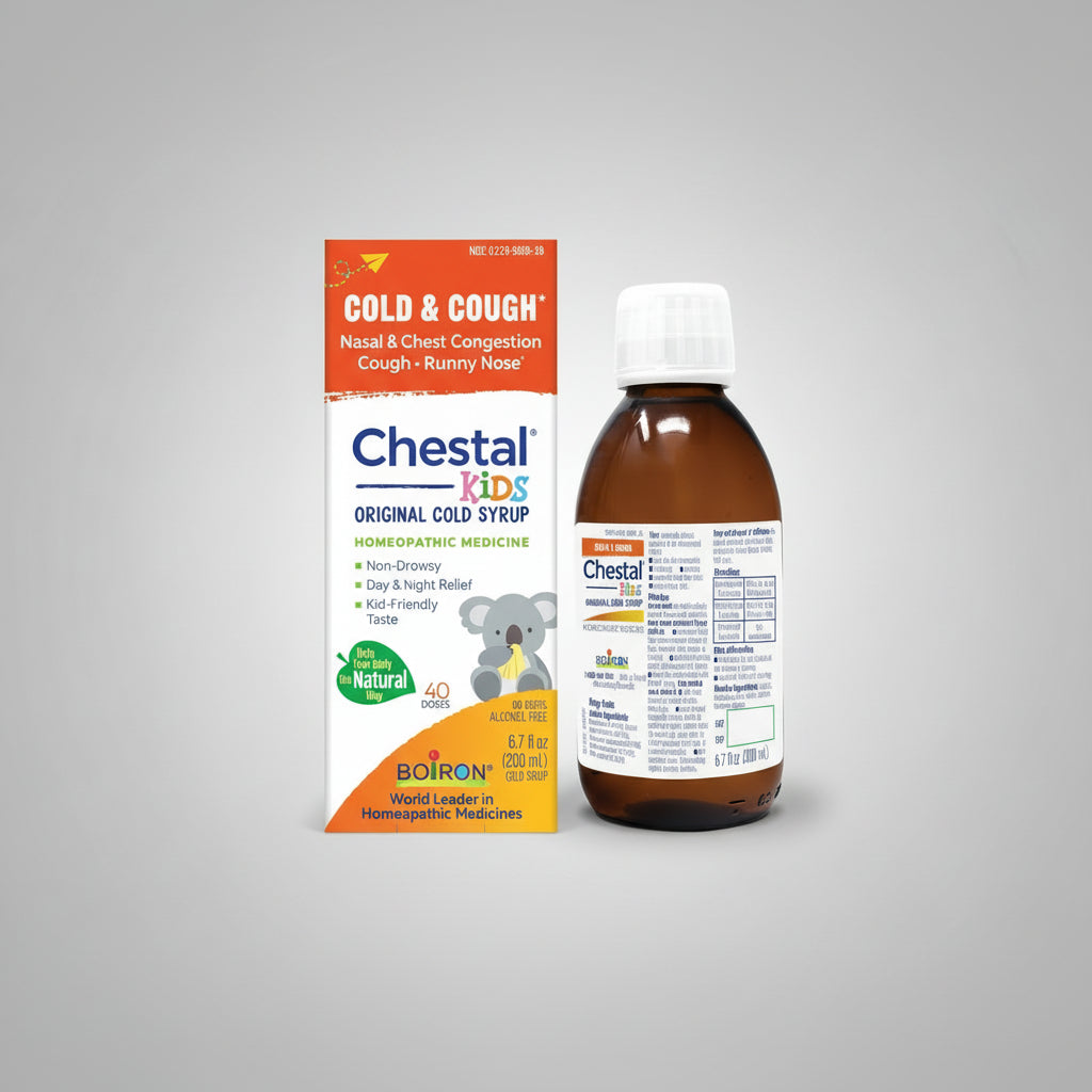 Chestal Kids Original Cold Syrup packaging and bottle on a white background