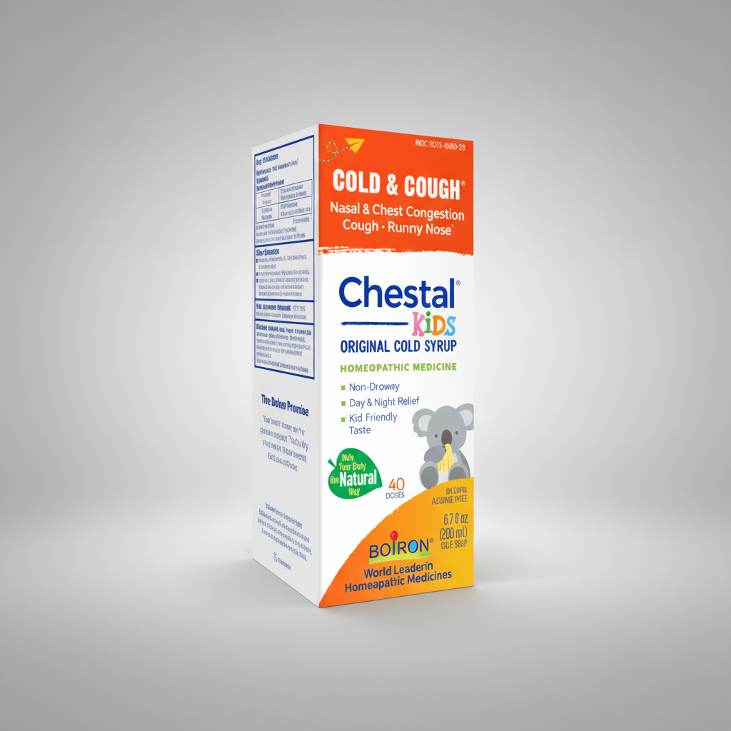Chestal Kids Cold & Cough syrup packaging on a white background