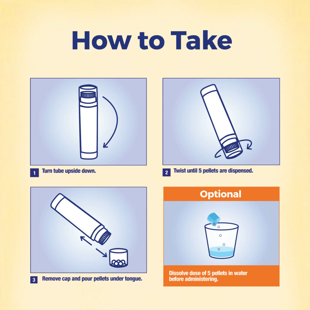 Instructions on how to take a medication device with illustrations and text.